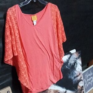 Ruby Rd. Coral Lace Sleeve Blouse